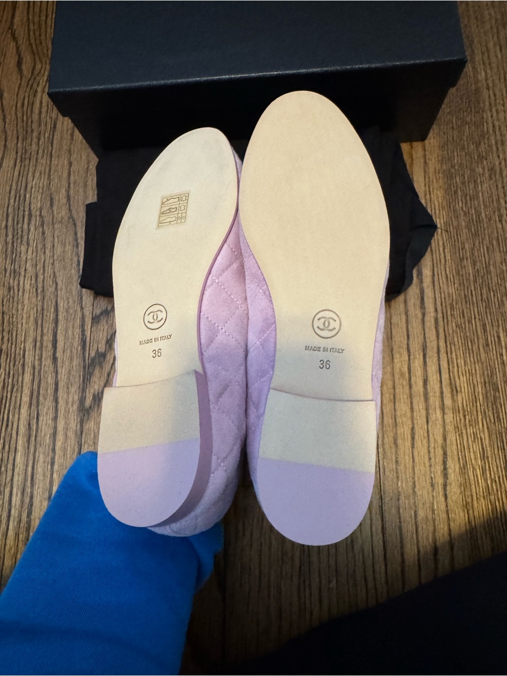 Chanel Pink Quilted Suede Ballet Flats - Picture 5 of 6